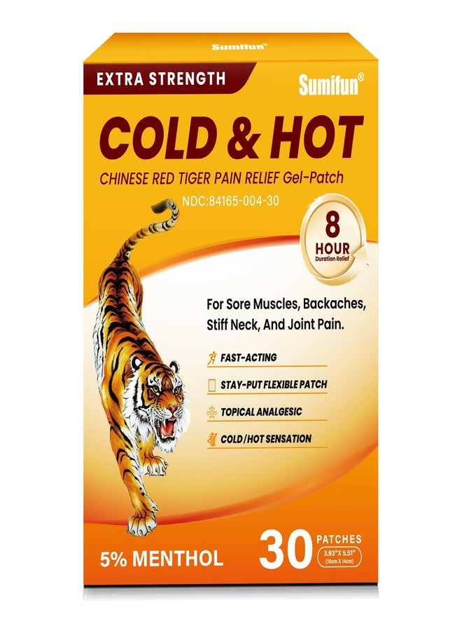 Sumifun Tiger Pain Relief Patches – 5% Menthol Chinese Red Tiger Back Patch Fast-Acting & Long-Lasting Cooling Therapy for Back, Knee & Joint Pain (Large, Count, 30) - Image 1